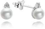 Beneto Stříbrné náušnice pecky s pravými perlami AGUP1195