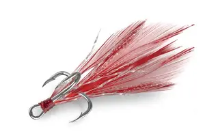 Delphin trojháček bird hook triple červená pírka 3 ks - velikost 6