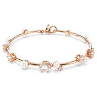 Swarovski Pozlacený náramek s krystaly a perličkami Constella 5729505