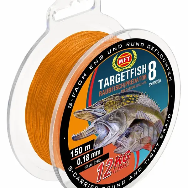Wft splétaná šňůra tf8 raubfisch predator oranžová 150 m - 0,08 mm 6 kg