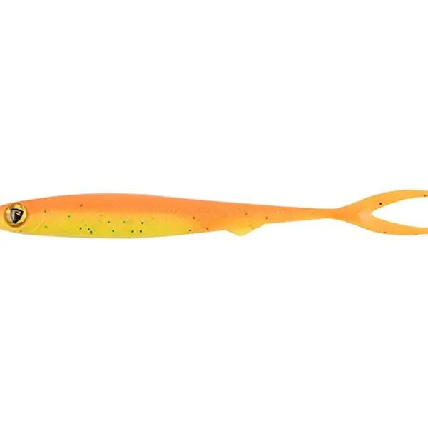 Fox rage gumová nástraha slick finesse super soft uv orange chartreuse - 9 cm