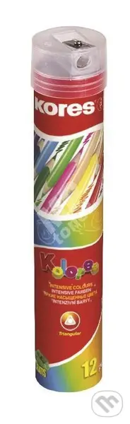 KOLORES, trojhranné pastelky 3 mm, s ořezávátkem (12 barev)