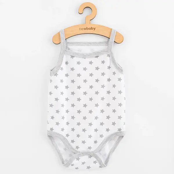 Dojčenské body bez rukávov Classic II hviezdičky šedé dievča, vel. 80 (9-12m)