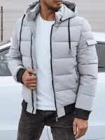 Pánská zimní bunda s kapucí, šedá