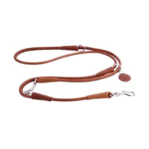 Prepínacie okrúhle kožené vodítko Soft hnedé 122, 145, 183cm, Šírka: 10 mm