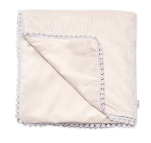 Detská deka Velvet - obojstranná s ozdobným lemovaním, 100 x 75 cm, béžová