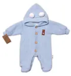 Baby Nellys Pletená kombinéza/overal LUX STAR s kožúškom, dvojvrstvová, sv. modrá, veľ. 68