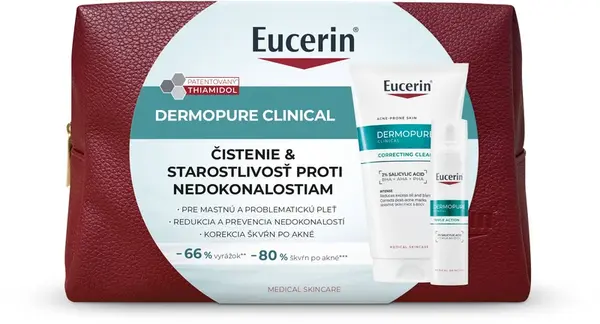 Eucerin Vianočná taštička DERMOPURE CLINICAL Exfoliačný čistiaci gél + Fluid s trojitým účinkom