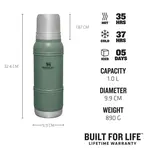 10-11428-004 STANLEY The Artisan Thermal Bottle 1.0L / 1.1 QT Hammertone Green