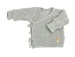 Dojčenský svetrík, rastúci, na zaväzovanie na boku - šedý