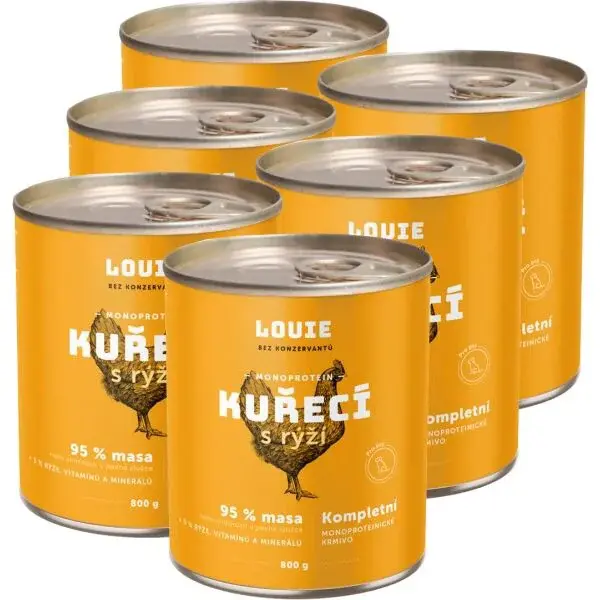 LOUIE KUŘECÍ S RÝŽÍ 6x 800 G Psí konzervy, žlutá, velikost