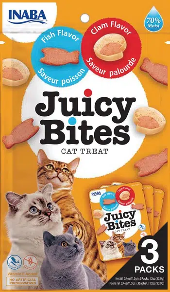 INABA Cat Juicy Bites - s rybami a mušľami 4 x (3 x 11,3 g)