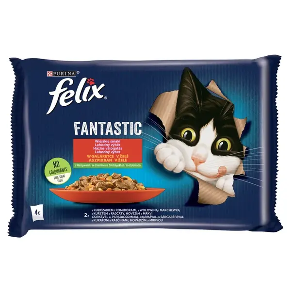 Felix Fantastic lahodný výběr se zeleninou v želé - s hovězím a kuřetem 12 x (4 x 85 g)