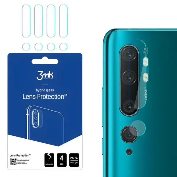 4x Sklo na kameru 3mk pre Xiaomi Mi Note 10 - Transparentná H20883