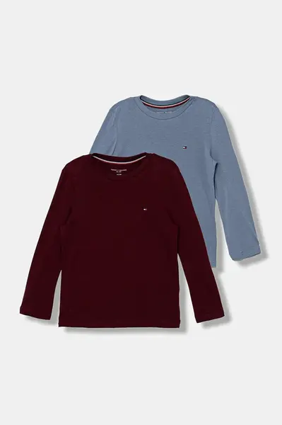 Detská bavlnená košeľa s dlhým rukávom Tommy Hilfiger 2-pak