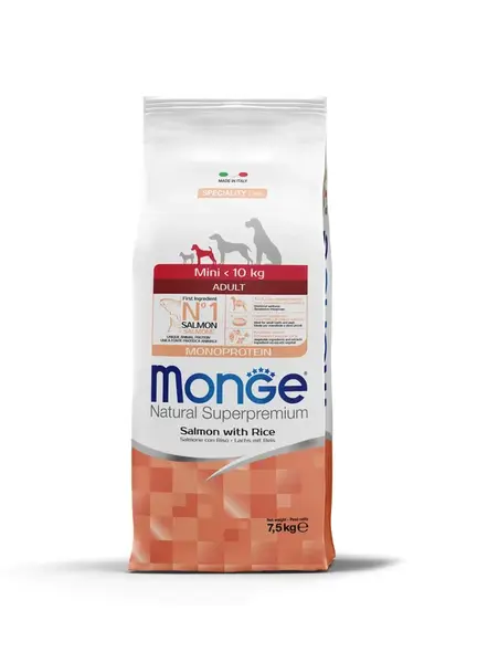 Monge Speciality Line Mini Adult Monoprotein suché krmivo pre psov - losos, ryža 7,5 kg