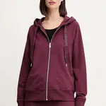 Mikina Dkny dámská, béžová barva, s kapucí, hladká, DP5J9510