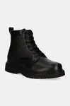 Kožené členkové topánky Calvin Klein LACE UP BOOT W/ ZIP MONO