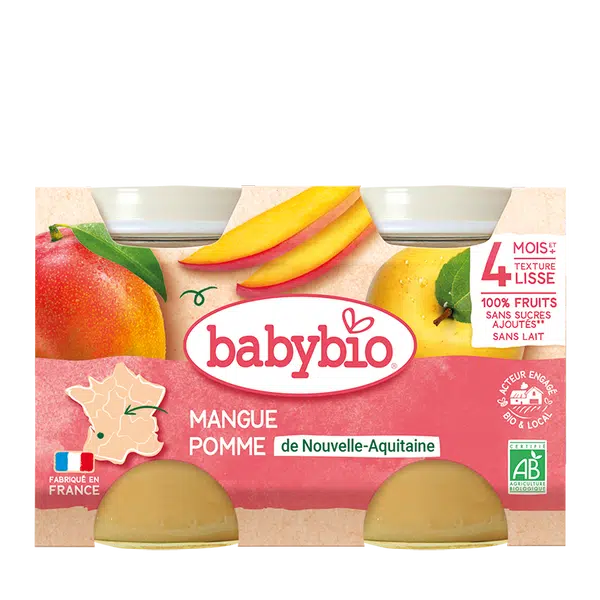 BABYBIO Príkrm jablko mango (2x 130 g)