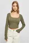Women's olive with short ribs and long sleeves