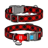 Nylonový obojok s QR kódom károvaný, Varianta: XXL