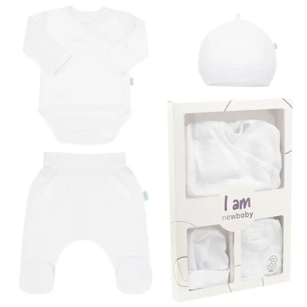 3-dielna dojčenská súpravička do pôrodnice New Baby I AM biela 62 (3-6m), 20C49090