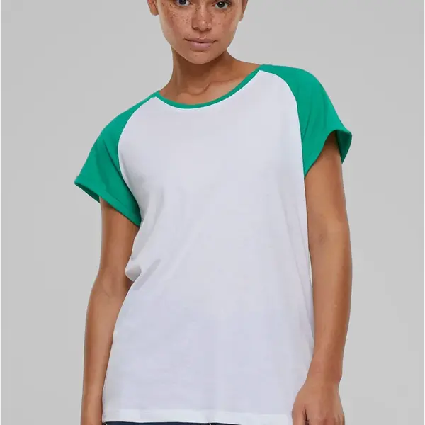 Women's T-shirt Contrast Raglan - white/green