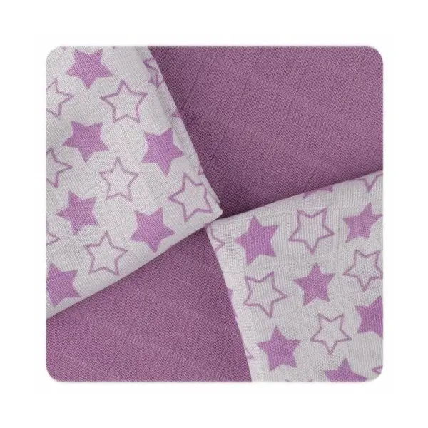 XKKO Bambusové obrúsky 30x30 - Little Stars Lilac Mix (9ks)