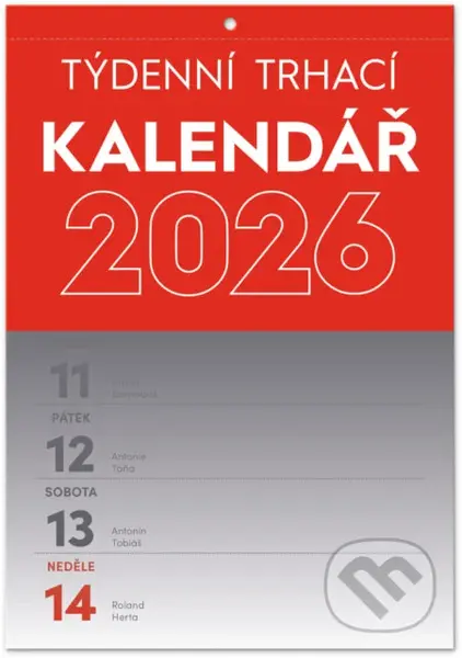 NOTIQUE Nástěnný Trhací týdenní kalendář 2026 (řádky)