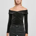 Women's velvet long sleeves with crossed ribs