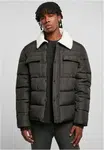 Sherpa Collar Padded Shirt Jacket Black