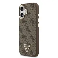 Zadní kryt Guess PU Leather 4G Strass Triangle Logo Gold Frame MagSafe pro Apple iPhone 17, hnědá