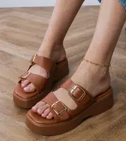 marka niezdefiniowana Brown sandals with buckles on straps Wollis