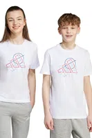 Dětské bavlněné tričko adidas bílá barva, s potiskem, JV5100