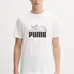 Bavlněné tričko Puma pánské, bílá barva, s potiskem, 632087