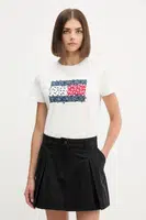Bavlněné tričko Tommy Jeans dámské, bílá barva, DW0DW20897