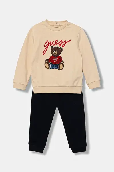 Bavlněná tepláková souprava pro miminka Guess béžová barva, H5YI00 KAX74