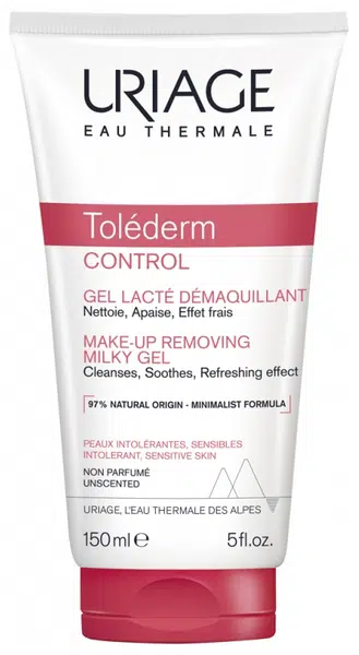 Uriage Odličovač make-upu pro citlivou a intolerantní pleť Tolederm Control (Make-Up Removing Milky Gel) 150 ml