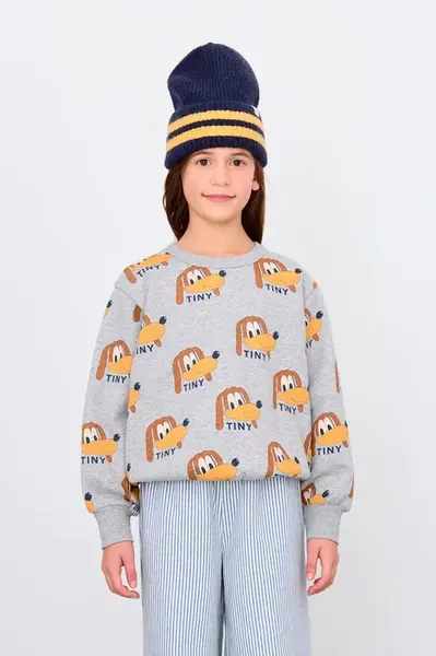 Dětská bavlněná mikina Tinycottons DOGS SWEATSHIRT šedá barva, s potiskem, AW25-067