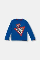 Dětské bavlněné tričko s dlouhým rukávem Guess