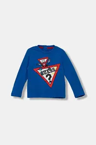 Dětské bavlněné tričko s dlouhým rukávem Guess