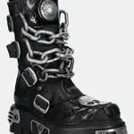 Kožené workery New Rock dámské, černá barva, na platformě, M-727-S5