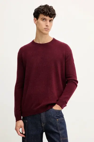 Vlněný svetr American Vintage pánský, vínová barva, MRAX18A