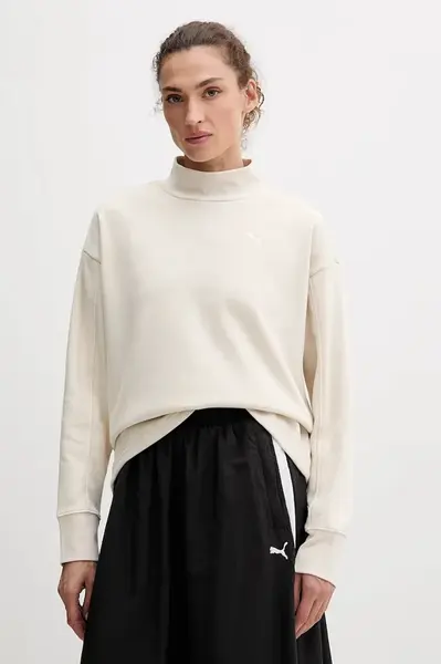 Mikina Puma dámská, béžová barva, hladká, 688152