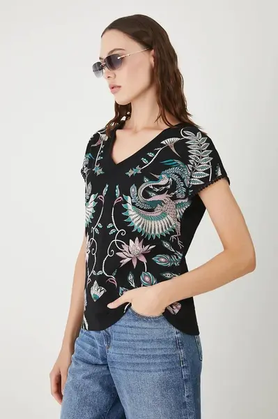 Bavlněné tričko Medicine dámské, černá barva