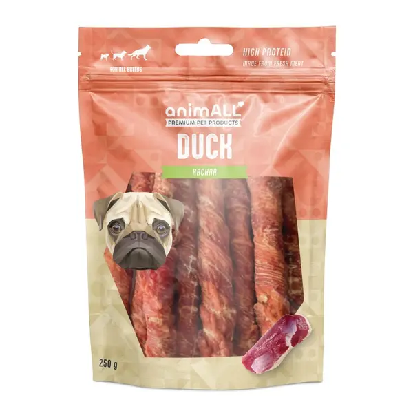 animALL Buvolí tyčka obalená kachním masem pamlsky pro psy 250 g