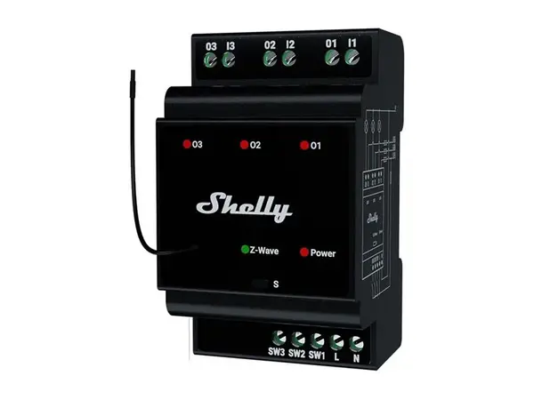 Relé na DIN lištu SHELLY PRO 3 Z-Wave
