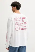 Bavlněné tričko s dlouhým rukávem Levi's bílá barva, s potiskem, A6145