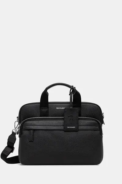 Kožená taška Trussardi černá barva, Z587E005964N