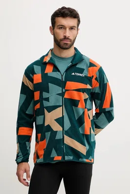 Outdoorová mikina adidas TERREX Multi pánská, zelená barva, vzorovaná, JM0137